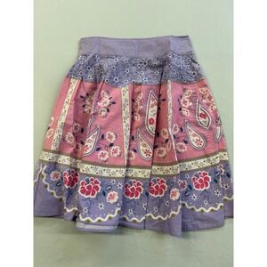 George Girls Floral Paisley Skirt Spring Lilac Purple Pink Size 12 Side Zip